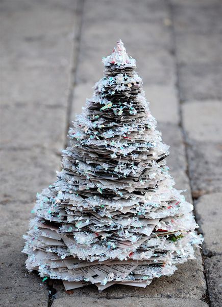 Glittery Newspaper Tree Glitter Newspaper Mini Christmas Tree