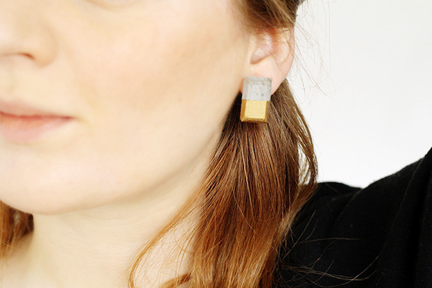 Gold Dipped Concrete Earrings Gold Dipped Concrete Earrings
