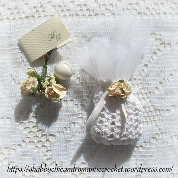 Shell Stitch Crochet Wedding Favor Sachet Shell Stitch Crochet Wedding Favor Sachet