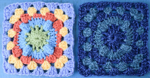 Bright Popcorn Crochet Granny Square