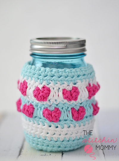 Full of Love Crochet Mason Jar Cozy Pattern