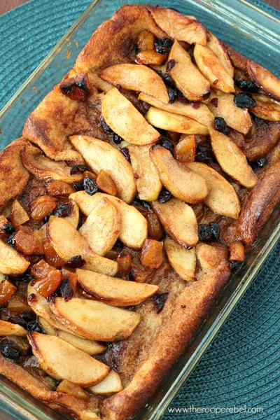 Overnight French Toast with Apples Apricots and Cranberries