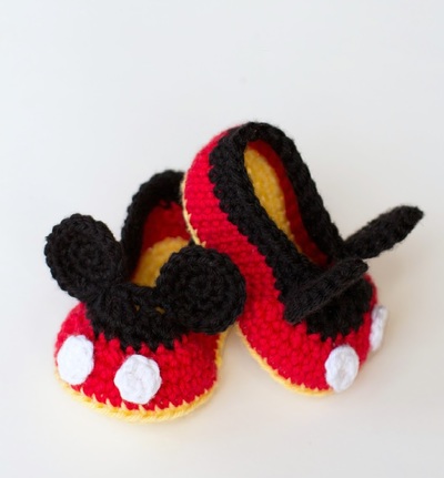 Mickey-Inspired Crochet Baby Booties