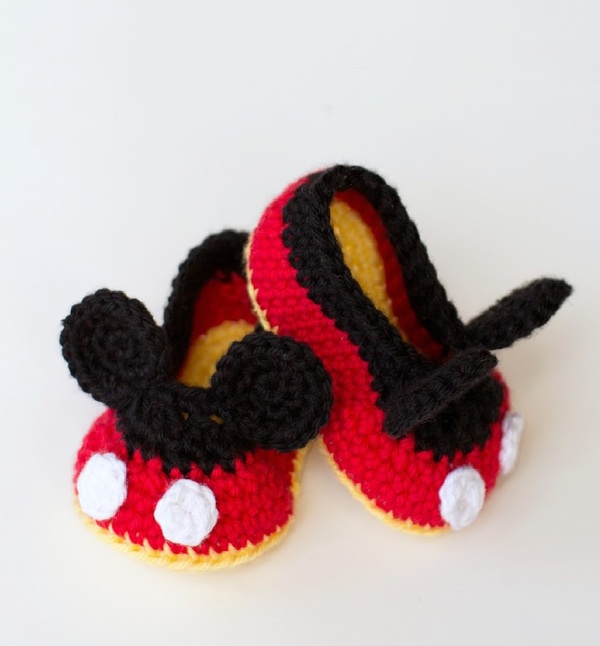 Mickey-Inspired Crochet Baby Booties Mickey Mouse Crochet Baby Booties