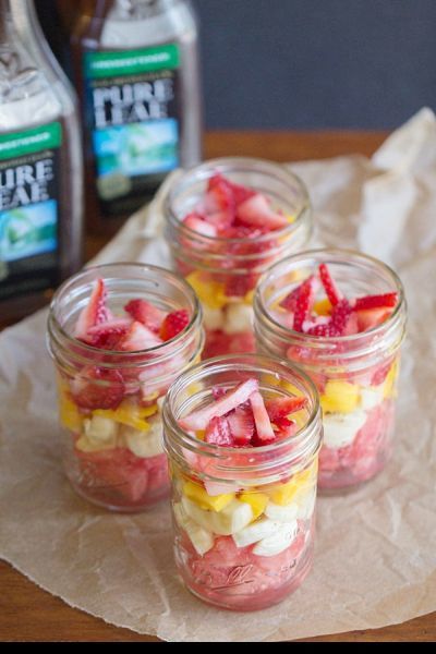 Fresh Fruit Salad Tea To Go Snack Fresh Fruit Salad and Tea To Go Snack