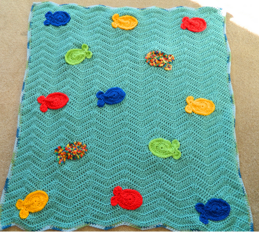 School of Fish Ripple Afghan AllFreeCrochet.com