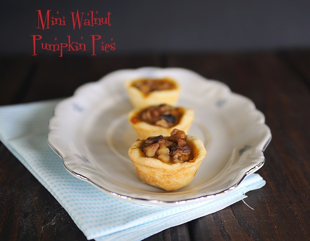 Mini Pumpkin Walnut Pies | TheBestDessertRecipes.com