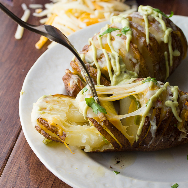 Cheesy Jalapeno Hasselback Potatoes Cheesy Jalapeno Hasselback Potatoes with Avocado Cream Sauce