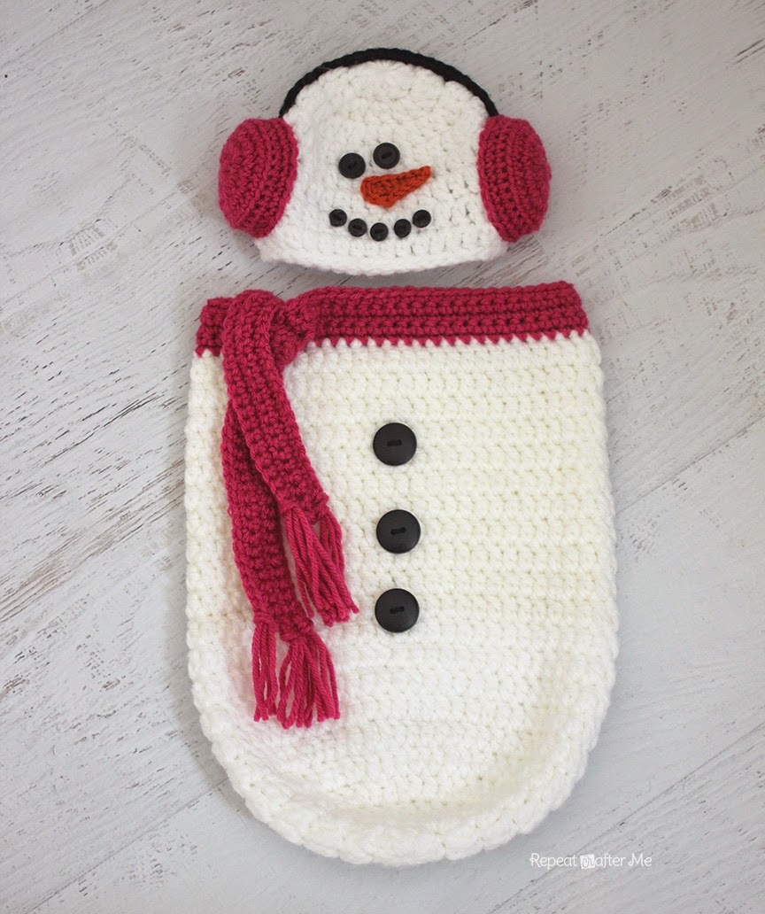 Crochet Snowman Hat And Cocoon Allfreecrochet Com