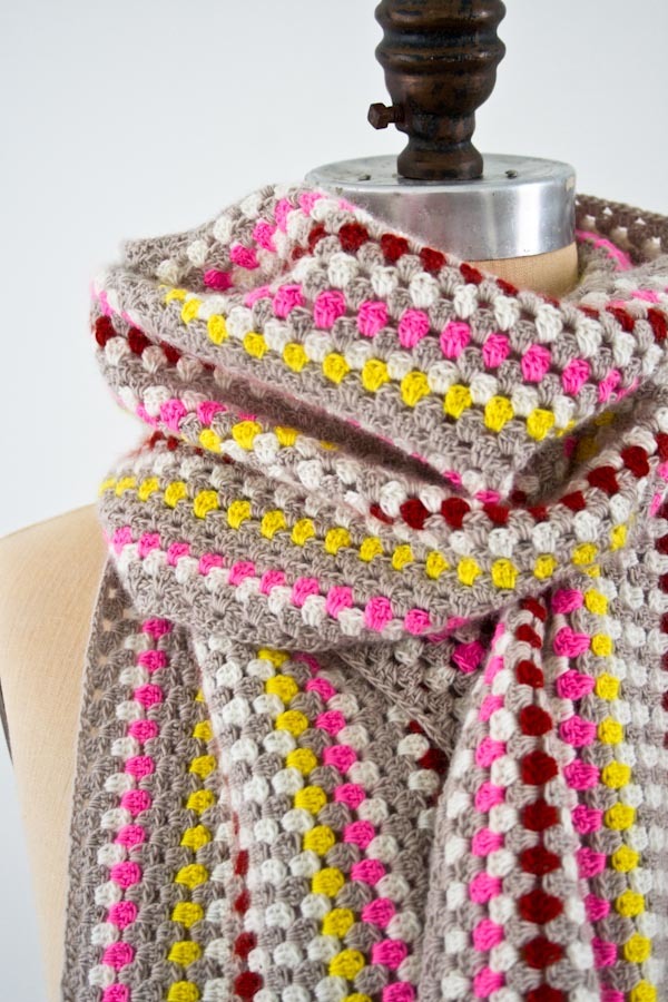 Granny Stripe Crochet Scarf