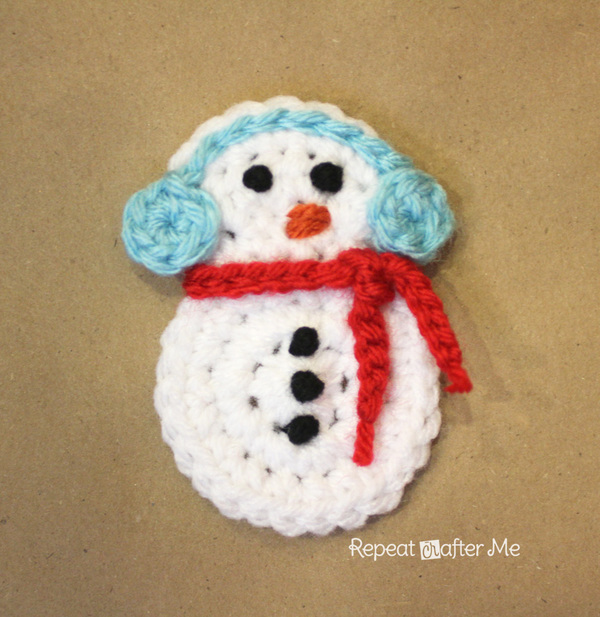 Crochet Snowman Applique Ornament