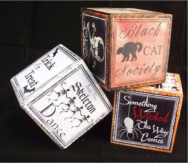 Halloween Mod Podge Blocks Halloween Mod Podge Blocks