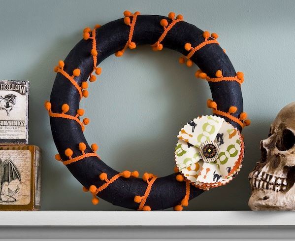 Pom Pom Halloween Wreath Pom Pom Halloween Wreath