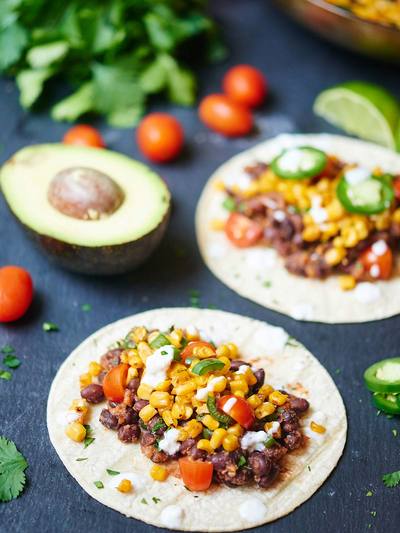 Easy Black Bean and Roasted Corn Tacos