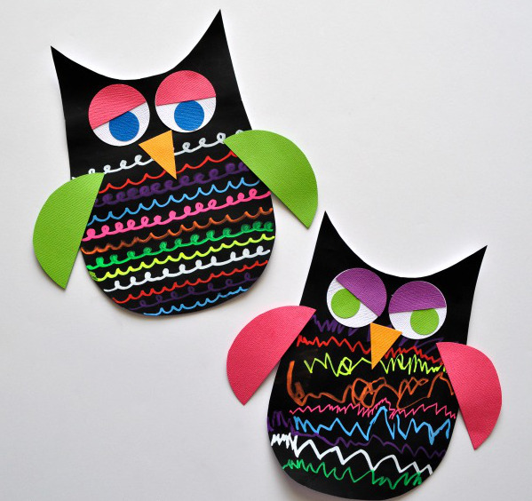 Colorful Chalk Marker Owls Colorful Chalk Marker Owls