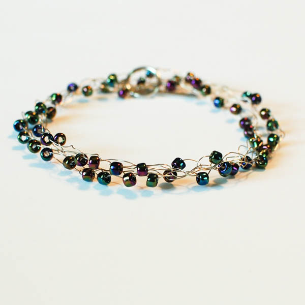 Boho-Chic Wire Wrapped Beaded Crochet Bracelet Boho-Chic Wire Wrapped Beaded Crochet Bracelet