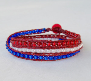 Red, White, and Blue Wrap Bracelet