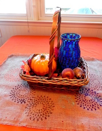 Stenciled Burlap Table Runner