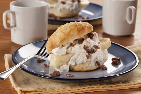 Banana Shortcakes with Candied Nuts