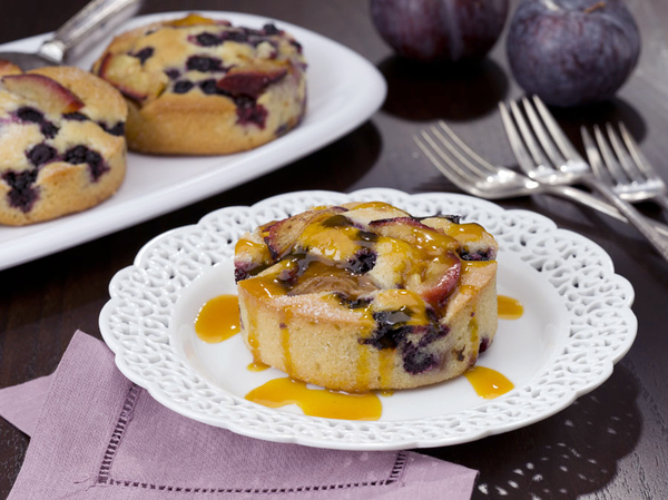 Blueberry and Plum Cornmeal Cakes