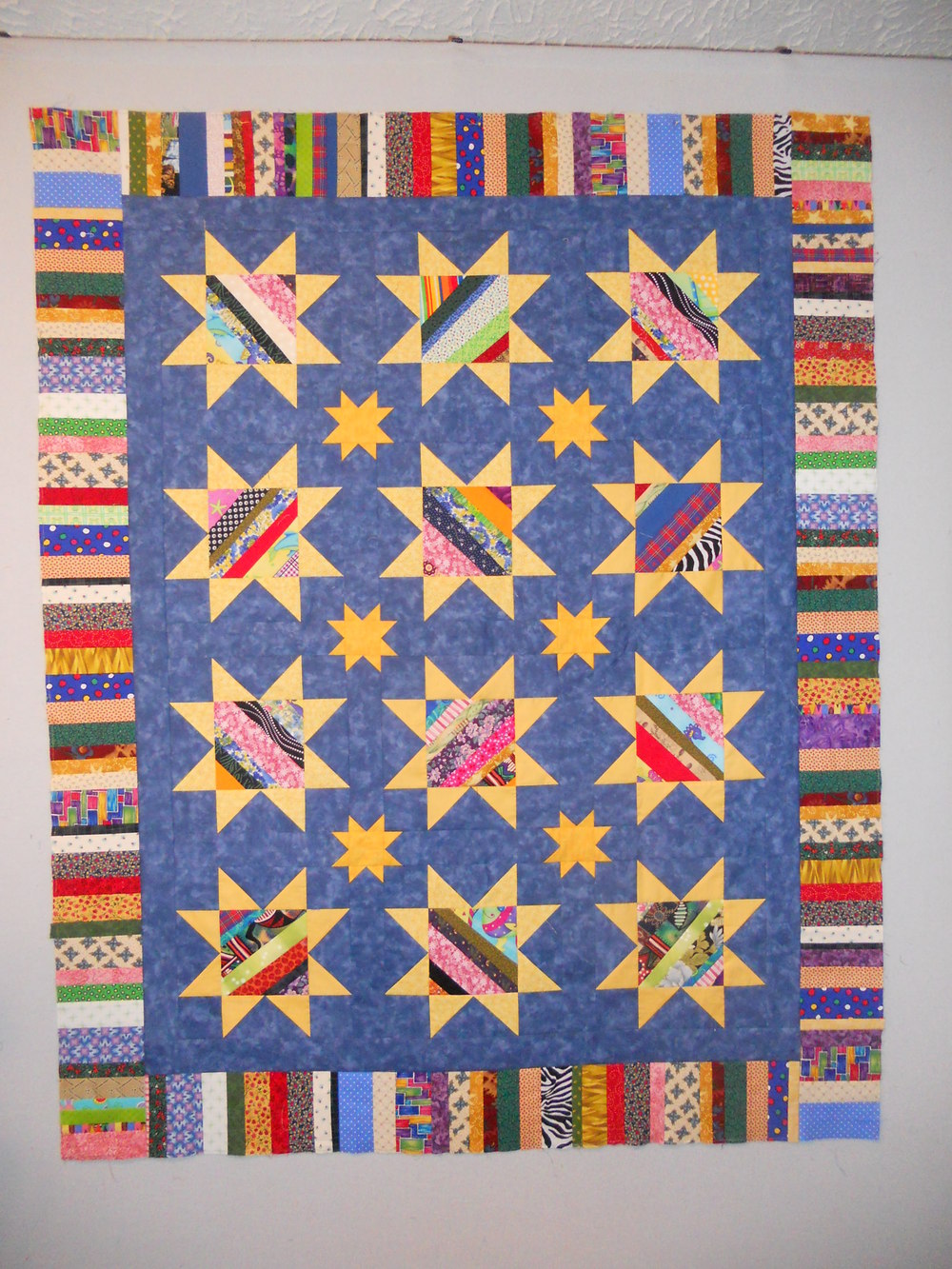 String Pieced Star Quilt Pattern | FaveQuilts.com