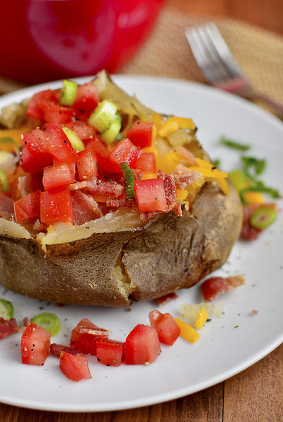 Loaded Slow Cooker Baked Potatoes