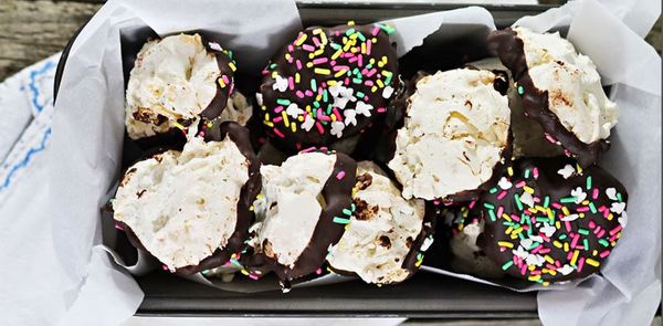 Chocolate Dipped Coconut Meringues Chocolate Dipped Coconut Meringues