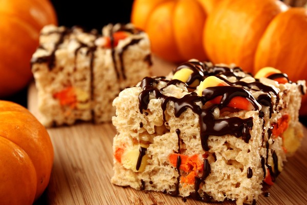 Candy Corn Crispy Treats