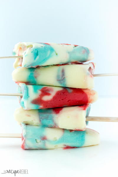 Red, White and Blue Pudding Pops