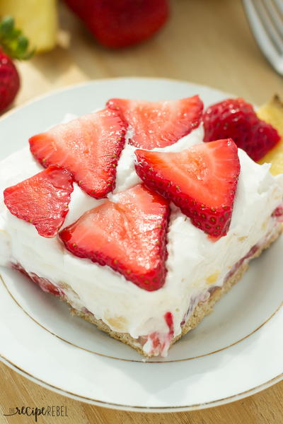 Light Strawberry Pineapple No Bake Cheesecake Light Strawberry Pineapple Cheesecake