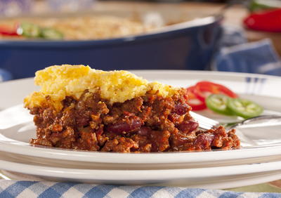 Cheesy Cornbread & Chili Bake