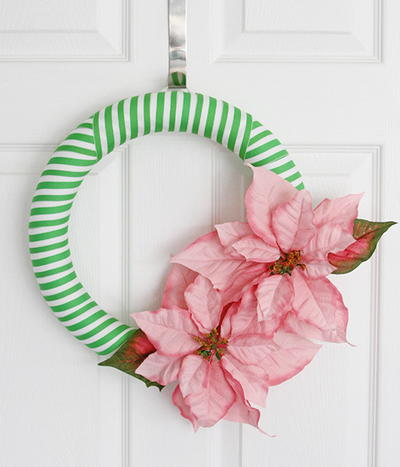 Poinsettia Striped DIY Wreath