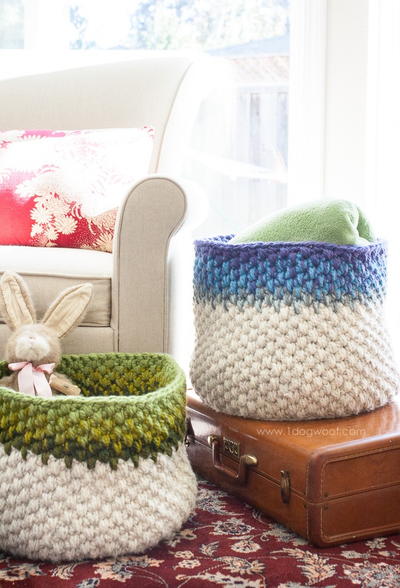 Colorblock Crochet Baskets