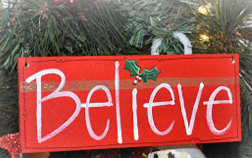 Wooden BELIEVE Sign