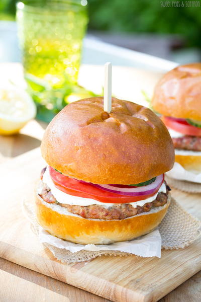 Greek Turkey Burgers with Whipped Feta Greek Turkey Burgers with Whipped Feta