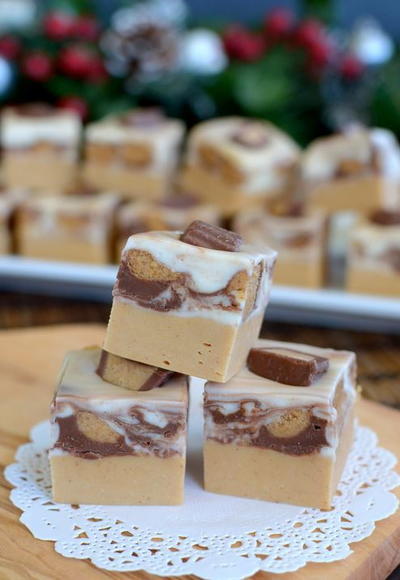 White Chocolate Peanut Butter Cup Fudge