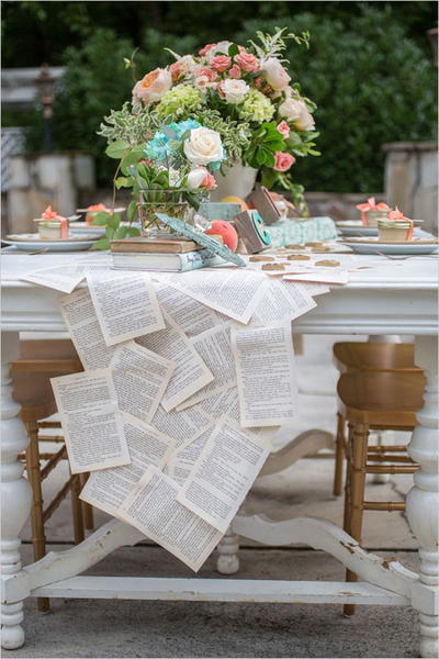 Antique Book Page Table Runner Antique Book Page Table Runner