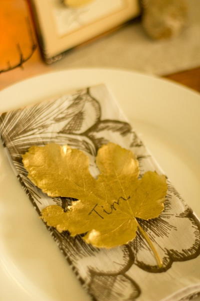 Golden Leaf Place Cards