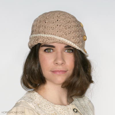 1920 Caramel Crochet Cloche Hat