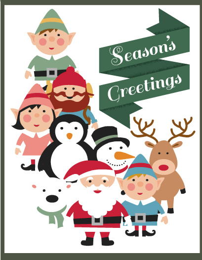 Seasons Greetings Printable Christmas Cards