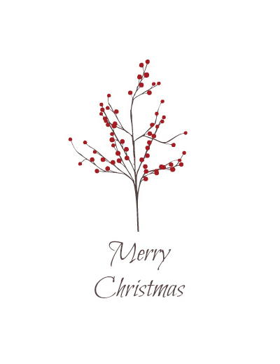 Merry Christmas Holly Berry Card Merry Christmas Holly Berry Card