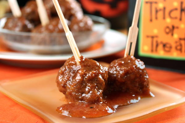 Ghoulish Glazed Meatballs Ghoulish Glazed Meatballs
