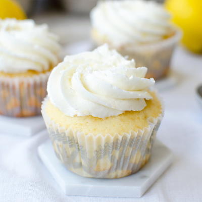 Lemon Curd Stuffed Cupcakes with Lemon Buttercream