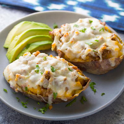 Slow Cooker Twice Baked Sweet Potatoes