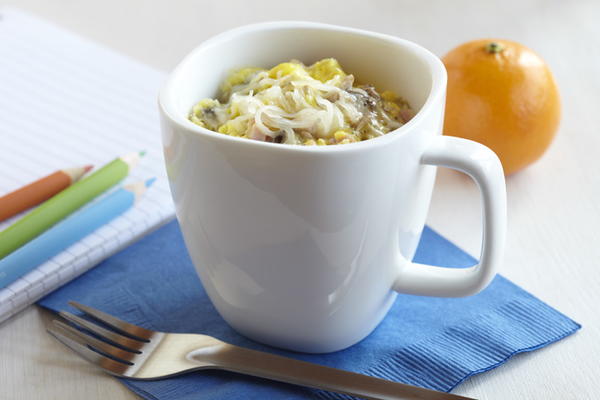 Ham, Mushroom, and Swiss Coffee Cup Scramble Ham, Mushroom, and Swiss Coffee Cup Scramble