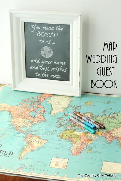 DIY Map Wedding Guest Book DIY Map Wedding Guest Book