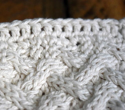 Knit Cotton Washcloth with Crochet Edge