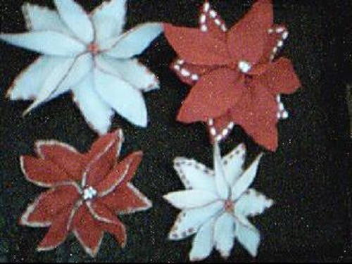 White and Red Felt Poinsettias White and Red Felt Poinsettas_1