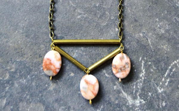 Bohemian Jasper Stone Pendant Necklace Bohemian Jasper Stone Pendant Necklace