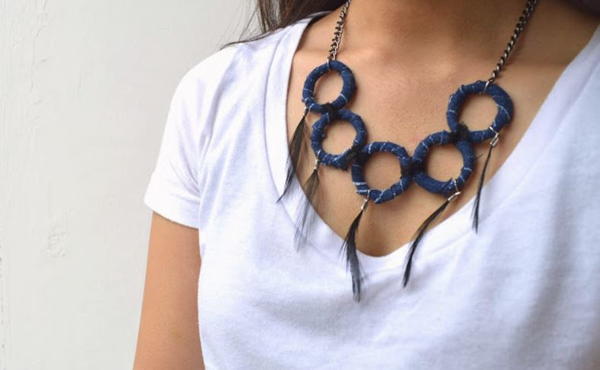 Denim-Wrapped DIY Necklace Denim-Wrapped DIY Necklace